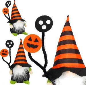 Springos Skrzat 20 cm ozdoba świąteczna krasnal na Halloween gnom z pomarańczowo-czarną czapeczką UNIWERSALNY 7