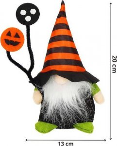 Springos Skrzat 20 cm ozdoba świąteczna krasnal na Halloween gnom z pomarańczowo-czarną czapeczką UNIWERSALNY 8