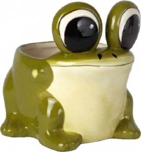 Polnix Osłonka ceramiczna żabka zielona ozdobna 18 cm 1