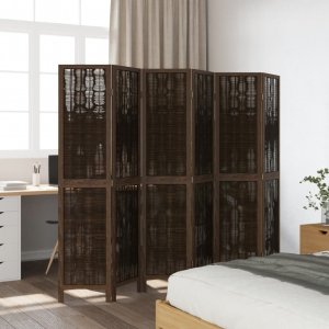 vidaXL Parawan pokojowy, 6-panelowy, ciemny brąz, lite drewno paulowni 3