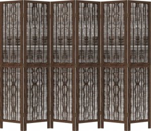 vidaXL Parawan pokojowy, 6-panelowy, ciemny brąz, lite drewno paulowni 4