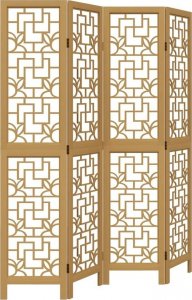 vidaXL Parawan pokojowy, 4-panelowy, brązowy, lite drewno paulowni 2