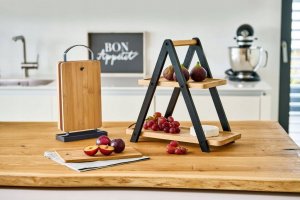 Deska do krojenia Zeller z rączką bambusowa 2szt. ze stojakiem 4