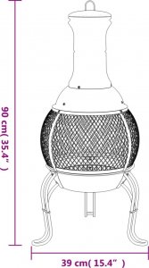 vidaXL Piecyk ogrodowy z pogrzebaczem, 39x39x90 cm, stalowy 7