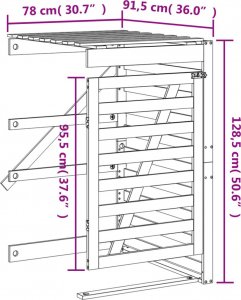 vidaXL Przedłużenie obudowy kosza na śmieci, białe, drewno sosnowe 12