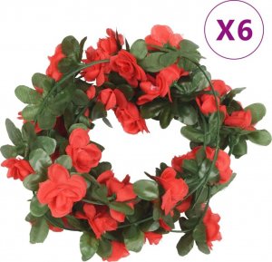 vidaXL Sztuczne girlandy kwiatowe, 6 szt., wiosenna czerwień, 250 cm 1