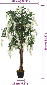 vidaXL Sztuczna wisteria, 560 liści, 80 cm, zielono-biała 5