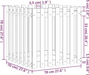 vidaXL Donica ogrodowa z płotkiem, 70x70x70 cm 9