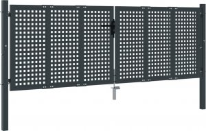 vidaXL Brama ogrodowa, antracytowa, 300x150 cm, stal 2