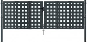 vidaXL Brama ogrodowa, antracytowa, 300x150 cm, stal 3