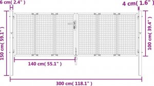 vidaXL Brama ogrodowa, antracytowa, 300x150 cm, stal 6