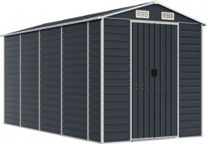 vidaXL vidaXL Szopa ogrodowa, antracytowa, 191x385x198 cm, stal galwanizowana 2
