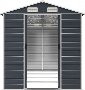 vidaXL vidaXL Szopa ogrodowa, antracytowa, 191x385x198 cm, stal galwanizowana 5