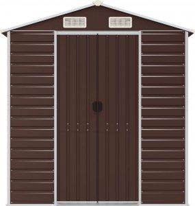 vidaXL vidaXL Szopa ogrodowa, brązowa, 191x640x198 cm, stal galwanizowana 4