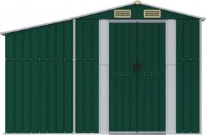 vidaXL vidaXL Szopa ogrodowa, zielona, 277x365,5x179 cm, stal galwanizowana 4