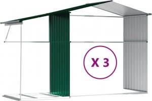 vidaXL vidaXL Szopa ogrodowa, zielona, 277x365,5x179 cm, stal galwanizowana 9