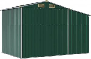 vidaXL vidaXL Szopa ogrodowa, zielona, 277x192,5x179 cm, stal galwanizowana 7