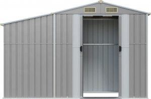 vidaXL Szopa ogrodowa, szara, 277x93x179 cm, stal galwanizowana 4