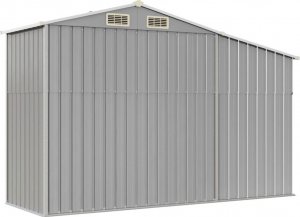 vidaXL Szopa ogrodowa, szara, 277x93x179 cm, stal galwanizowana 6