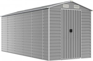 vidaXL Szopa ogrodowa, jasnoszara, 191x470x198 cm, stal galwanizowana 2