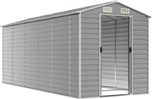 vidaXL Szopa ogrodowa, jasnoszara, 191x470x198 cm, stal galwanizowana 3