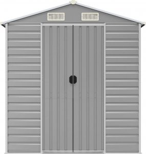 vidaXL Szopa ogrodowa, jasnoszara, 191x470x198 cm, stal galwanizowana 4