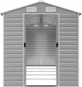 vidaXL Szopa ogrodowa, jasnoszara, 191x470x198 cm, stal galwanizowana 5