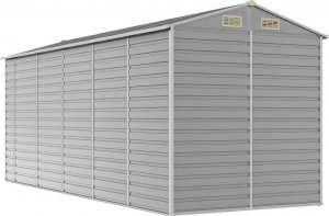 vidaXL Szopa ogrodowa, jasnoszara, 191x470x198 cm, stal galwanizowana 7