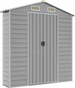 vidaXL Szopa ogrodowa, jasnoszara, 191x470x198 cm, stal galwanizowana 8