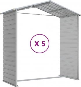 vidaXL Szopa ogrodowa, jasnoszara, 191x470x198 cm, stal galwanizowana 9