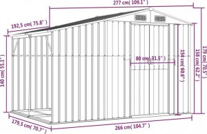 vidaXL Szopa ogrodowa, jasny brąz, 277x192,5x179cm, stal galwanizowana 12