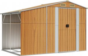 vidaXL Szopa ogrodowa, jasny brąz, 277x192,5x179cm, stal galwanizowana 2