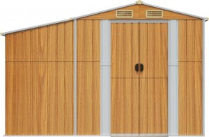 vidaXL Szopa ogrodowa, jasny brąz, 277x192,5x179cm, stal galwanizowana 4