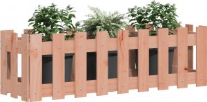 vidaXL vidaXL Rabata ogrodowa z płotkiem, 100x30x30cm, lite drewno daglezjowe 3