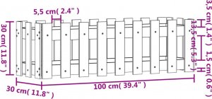 vidaXL vidaXL Rabata ogrodowa z płotkiem, 100x30x30cm, lite drewno daglezjowe 9