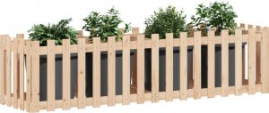 vidaXL Rabata ogrodowa z płotkiem, 200x50x50 cm, drewno sosnowe 3