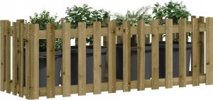 vidaXL Rabata ogrodowa z płotkiem, 150x50x50 cm, impregnowana sosna 3