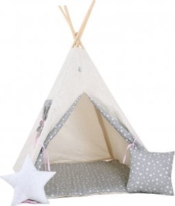 SowkaDesign Namiot tipi dla dzieci, bawełna, okienko, poduszka, waniliowa kraina 1