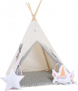 SowkaDesign Namiot tipi dla dzieci, bawełna, okienko, jednorożec, waniliowa kraina 1