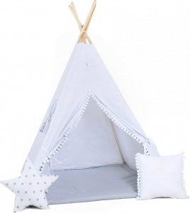 SowkaDesign Namiot tipi dla dzieci, bawełna, okienko, poduszka, biały aniołek 1