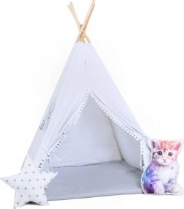 SowkaDesign Namiot tipi dla dzieci, bawełna, okienko, kotek, biały aniołek 1
