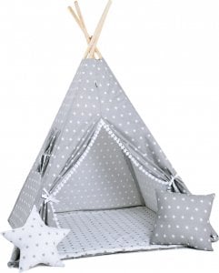 SowkaDesign Namiot tipi dla dzieci, bawełna, okienko, poduszka, królicza łapka 1