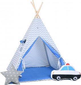 SowkaDesign Namiot tipi dla dzieci, bawełna, okienko, radiowóz, policyjny zygzak 1