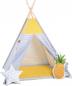SowkaDesign Namiot tipi dla dzieci, bawełna, okienko, ananas, słoneczne fale 1