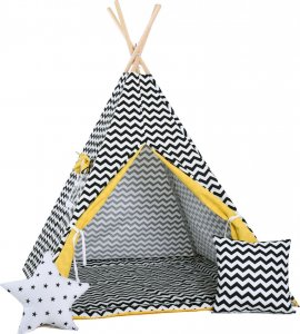 SowkaDesign Namiot tipi dla dzieci, bawełna, okienko, poduszka, słoneczny zygzak 1