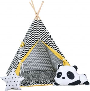 SowkaDesign Namiot tipi dla dzieci, bawełna, okienko, panda, słoneczny zygzak 1