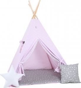 SowkaDesign Namiot tipi dla dzieci, bawełna, okienko, poduszka, purpurowe szarości 1