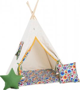 SowkaDesign Namiot tipi dla dzieci, bawełna, okienko, poduszka, słowiańska miłość 1