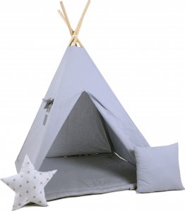 SowkaDesign Namiot tipi dla dzieci, bawełna, okienko, poduszka, szara myszka 1