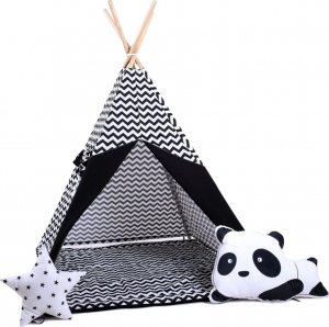 SowkaDesign Namiot tipi dla dzieci, bawełna, panda, krucza fala 1